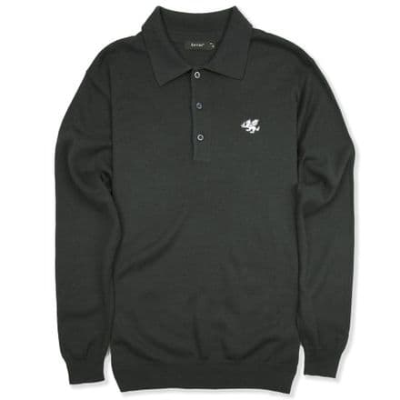 Senlak Long Sleeved Knitted Polo Shirt - Graphite