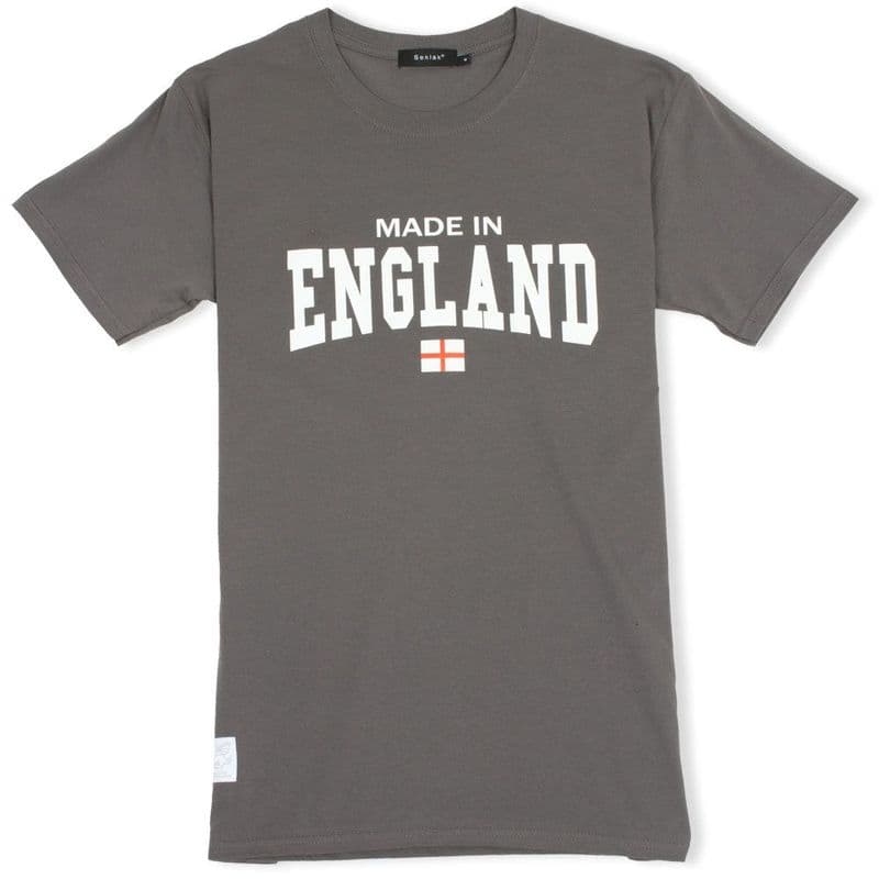 Made In England Charcoal T-shirt with White Dragon woven patch