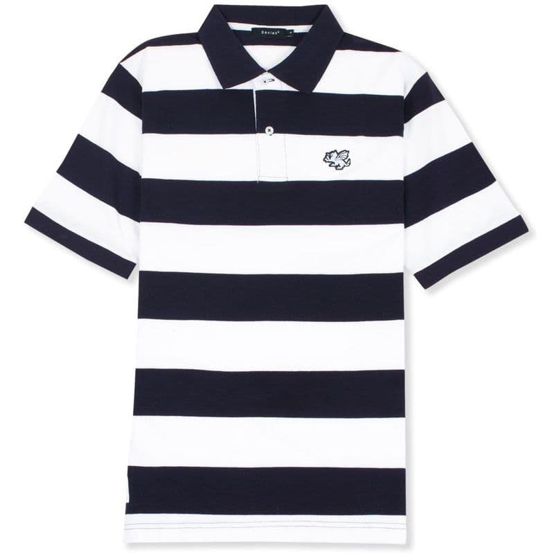 Senlak Striped Pique Polo Shirt - Navy/White