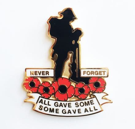 Soldier and Poppies Lapel Badge