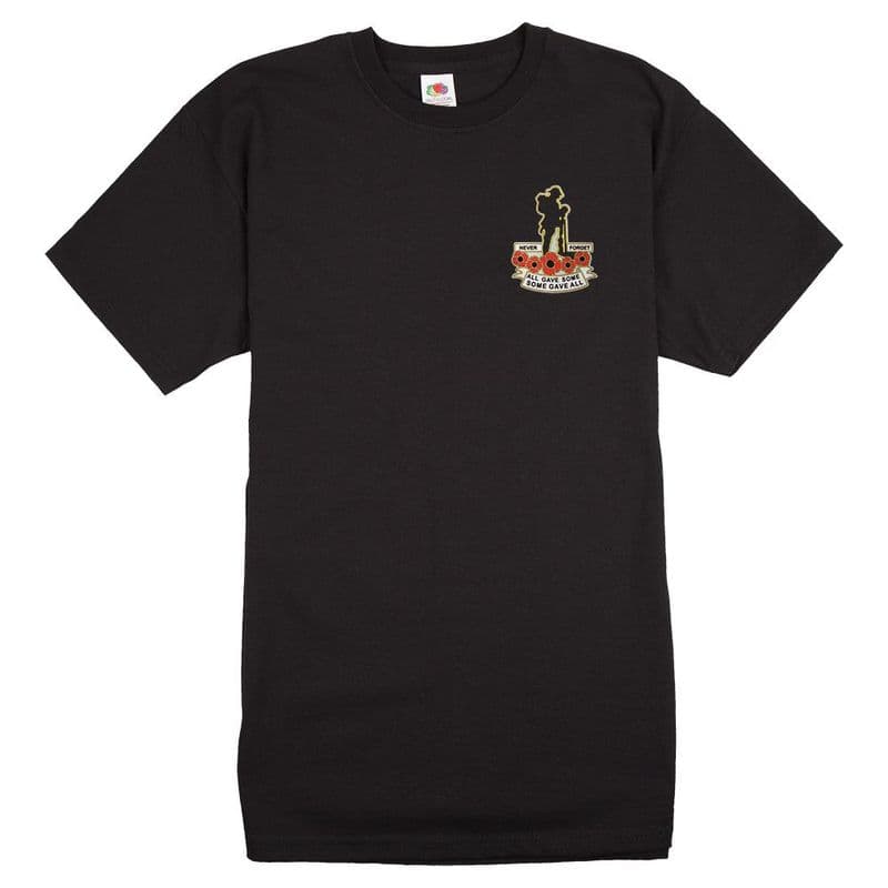 Remembrance Sunday Poppy T-shirt with soldier and poppies Logo