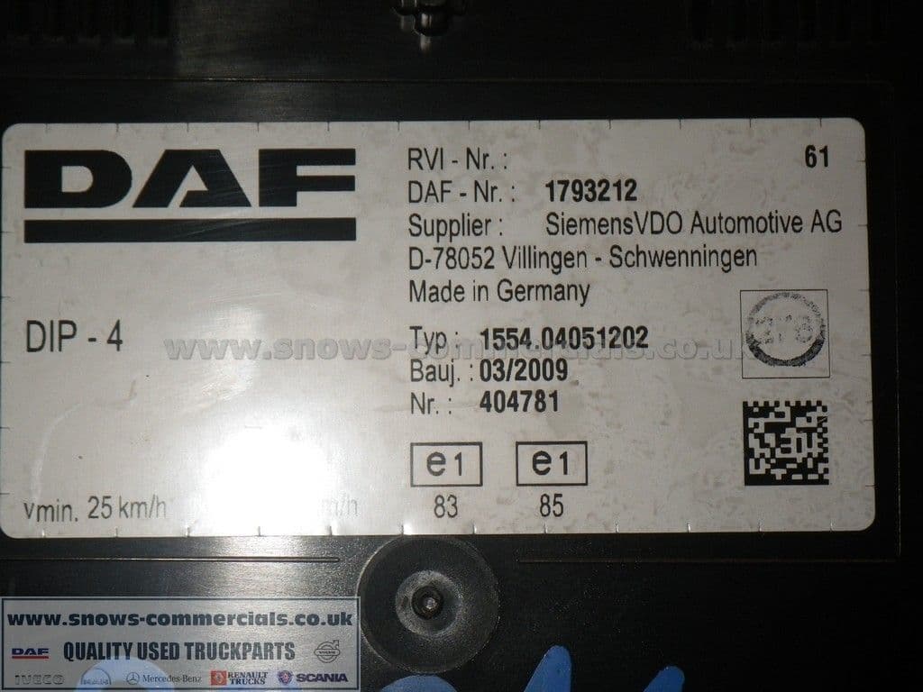 DIP-4 Instrument Panel Daf 1793212