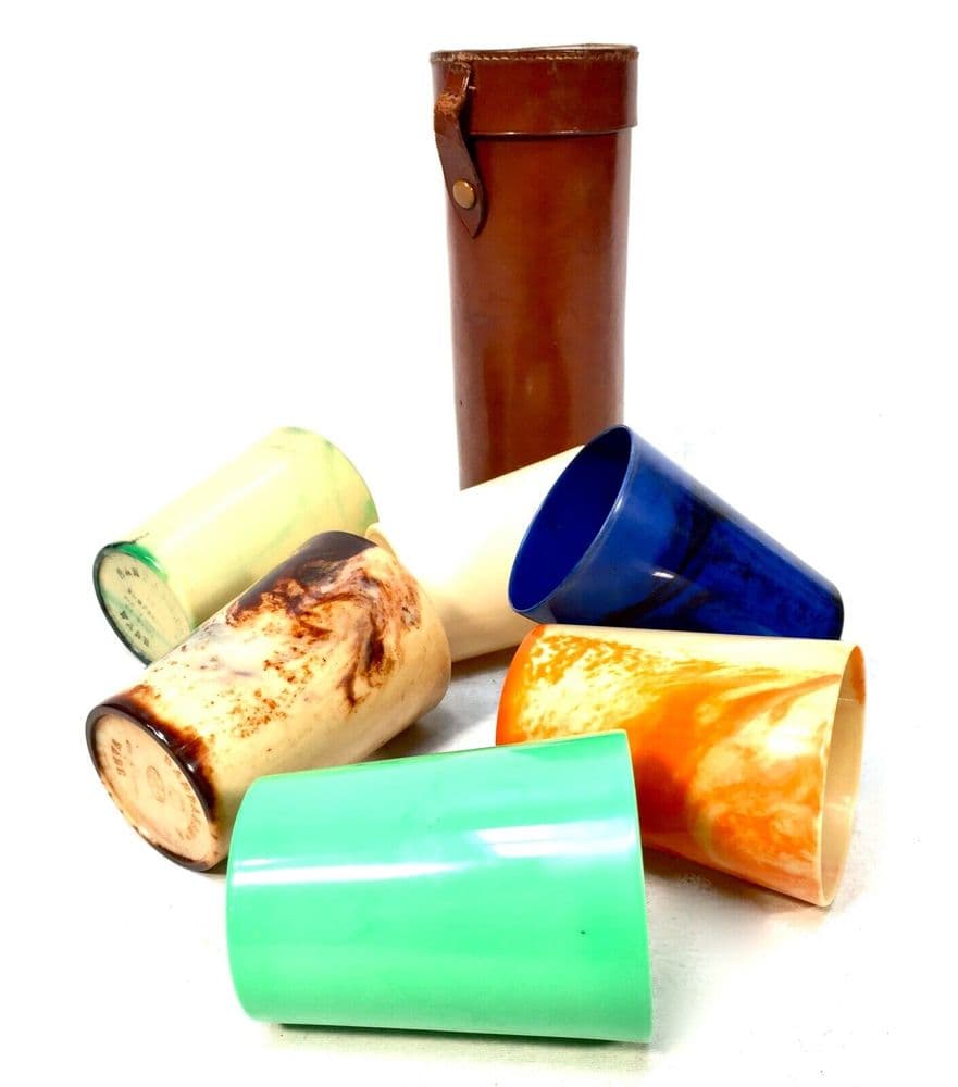 Antique Bakelite Bandalasta Ware Stirrup Cup Set in Original Leather ...