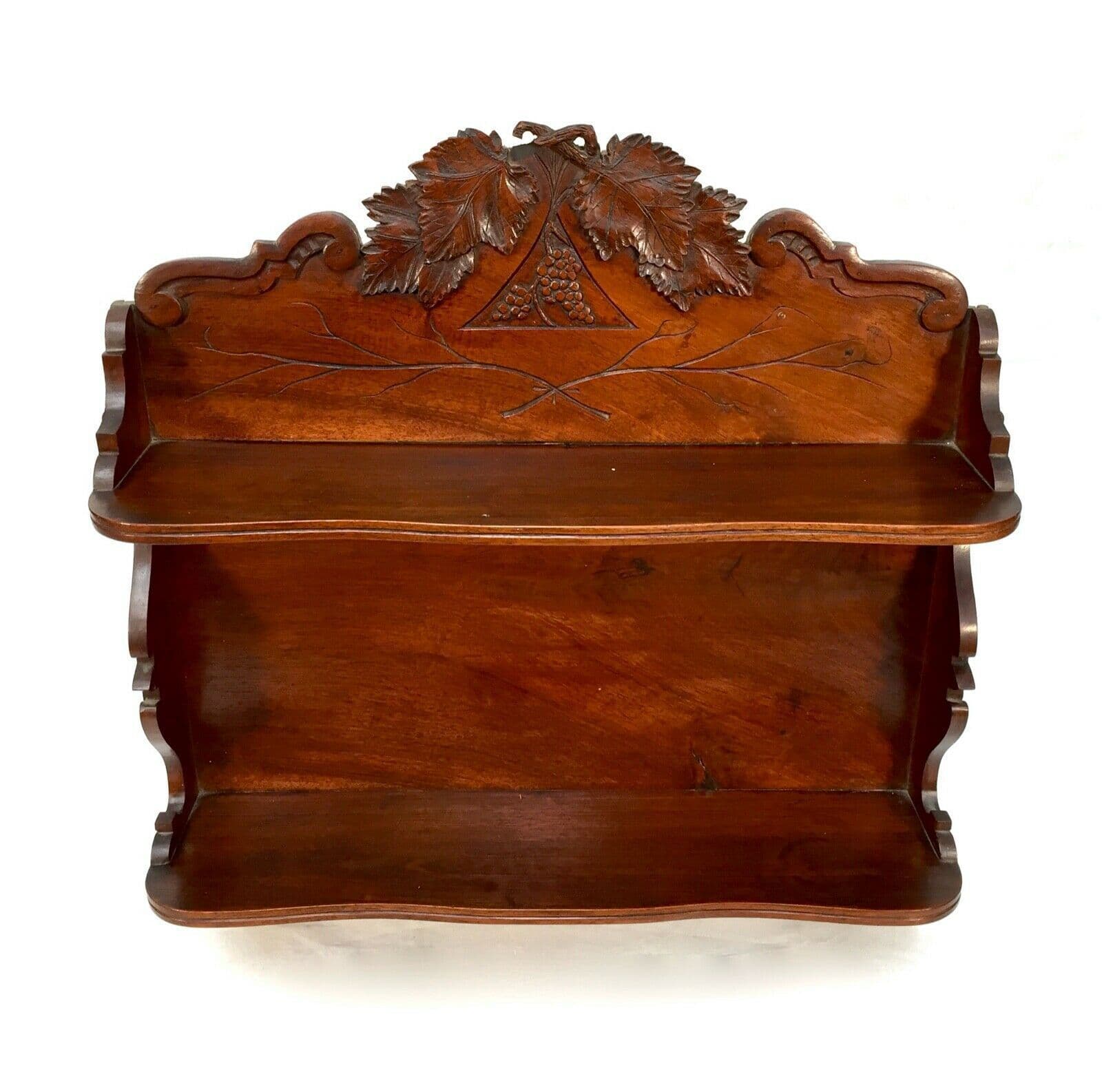 Antique Wooden Mahogany Carved Wall Shelf / Display Rack / Unit