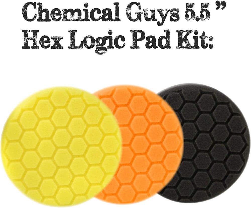 Chemical Guys 3 Stage Hex Logic Pad Kit 5 5" Yellow Orange Black