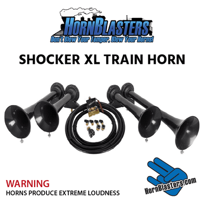 HornBlasters Shocker XL Train Horn - Super Loud! EU Spec Kit, Made in the USA (24v)