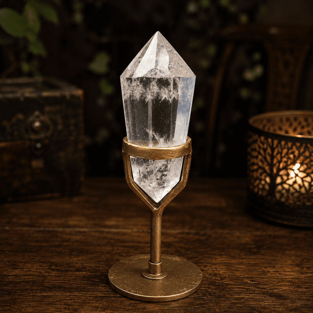 3 5 Inch Clear Quartz Double Terminated Point on Stand
