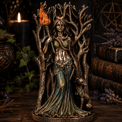 Bronze Hecate Goddess of Magic and Witchcraft Figurine 21cm