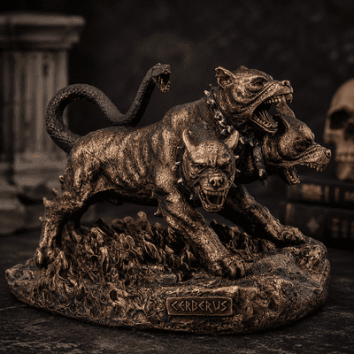 Cerberus the Three Headed Hound of Hades Bronze Figurine 11cm