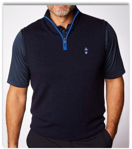 Glenbrae Merino Slipover ¼ Zip- Navy / Royal Blue