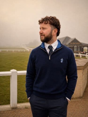 Hawico Kingsbarns Cashmere ¼ Zip Sweater- British Navy