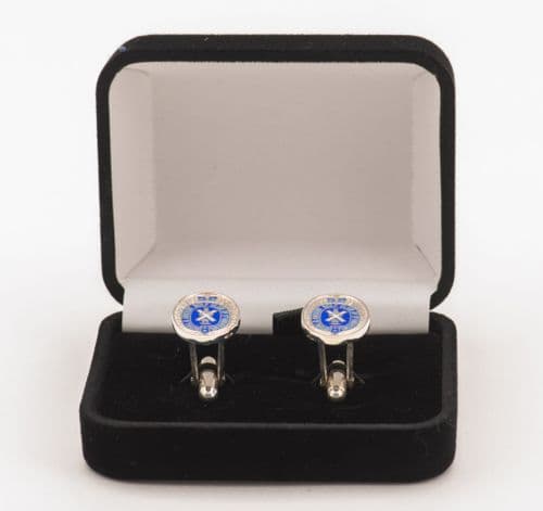 Members Blue Sterling Silver Cufflinks - Bar