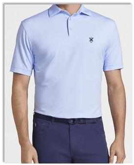 Peter Millar Solid Performance Jersey Polo Jubilee Stripe in Cottage Blue