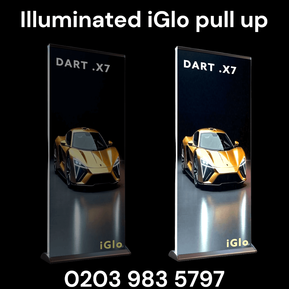 Upgrade to an iGlo LED banner stand lightbox