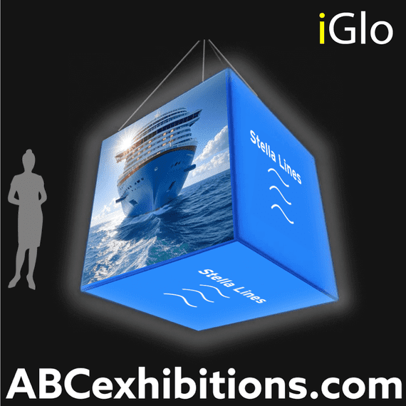 Backlit iGLO Illuminated Hanging Banner Sign For Exhibition Stands