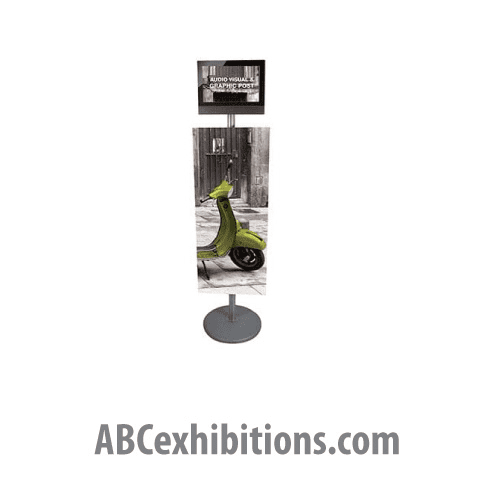 Linear Audio Visual  And Graphic Post Display Stand With Graphics