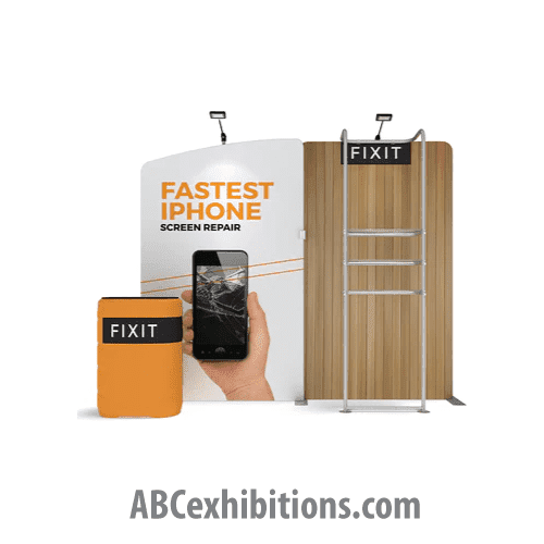 Brussels exhibition stand with shelves