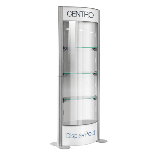 Display Pod portable show case display tower with shelf facility