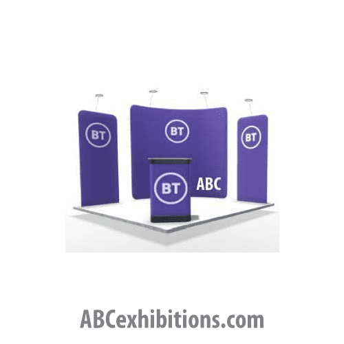Flexible size exhibition stand system to fit 3 x 3 , 3 x 4, 6 x 3
