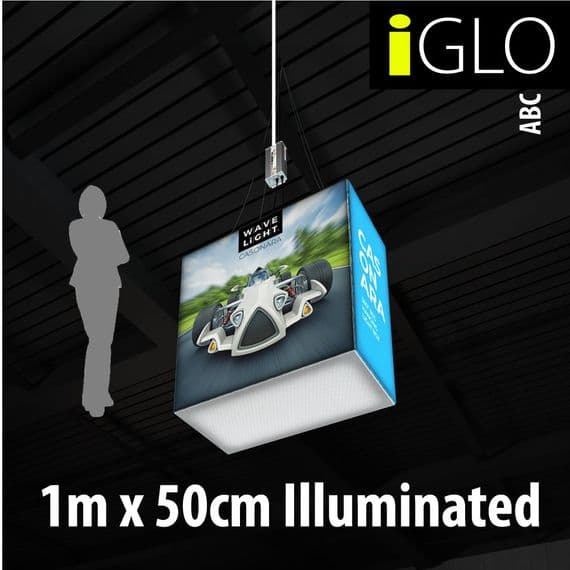 Backlit iGLO Wavelight  Casonara Illuminated Hanging Sign For Exhibition Stands 1m R