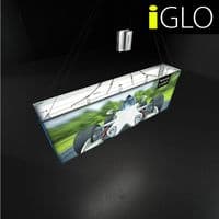 Backlit iGLO Wavelight  Casonara Illuminated Hanging Sign For Exhibition Stands 2m R