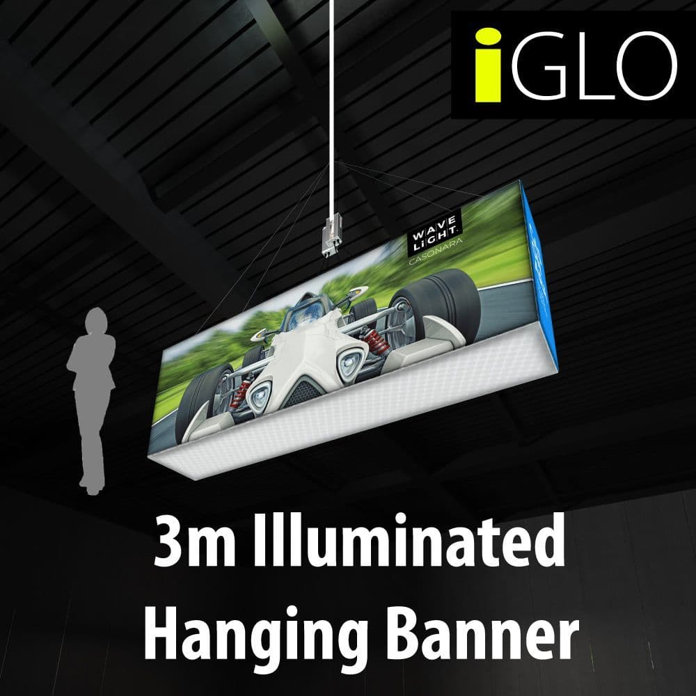 Backlit iGLO Wavelight Casonara Illuminated Hanging Sign For Exhibition ...