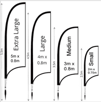 Sail Shape Beach Flag or feather flag. Choose single or double sided print. 10 optional bases. UK made.
