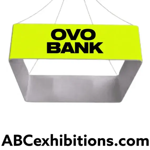 Square hanging banner for exhibition and interiors