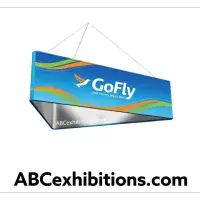 Round hanging overhead banner structure by VIVO in all sizes including custom dimensions