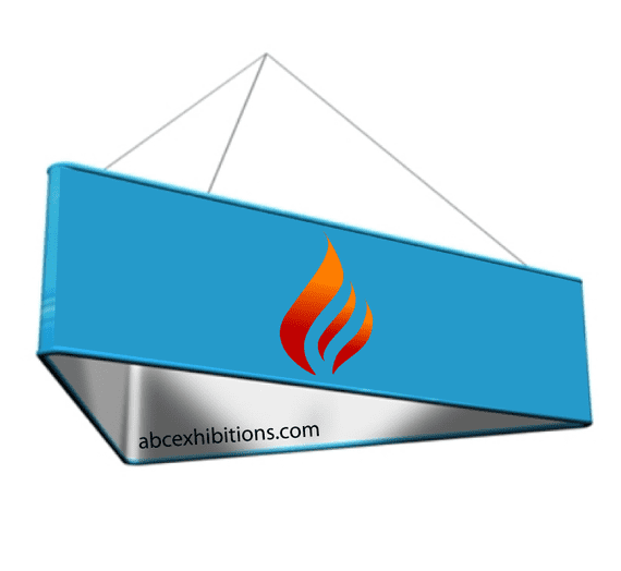 Round hanging overhead banner structure by VIVO in all sizes including custom dimensions