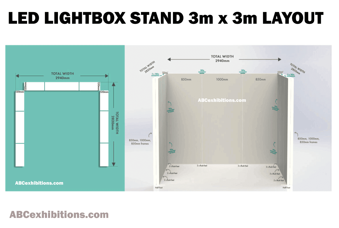 LED Lightb 3m x 3m exhibition stand 3x3