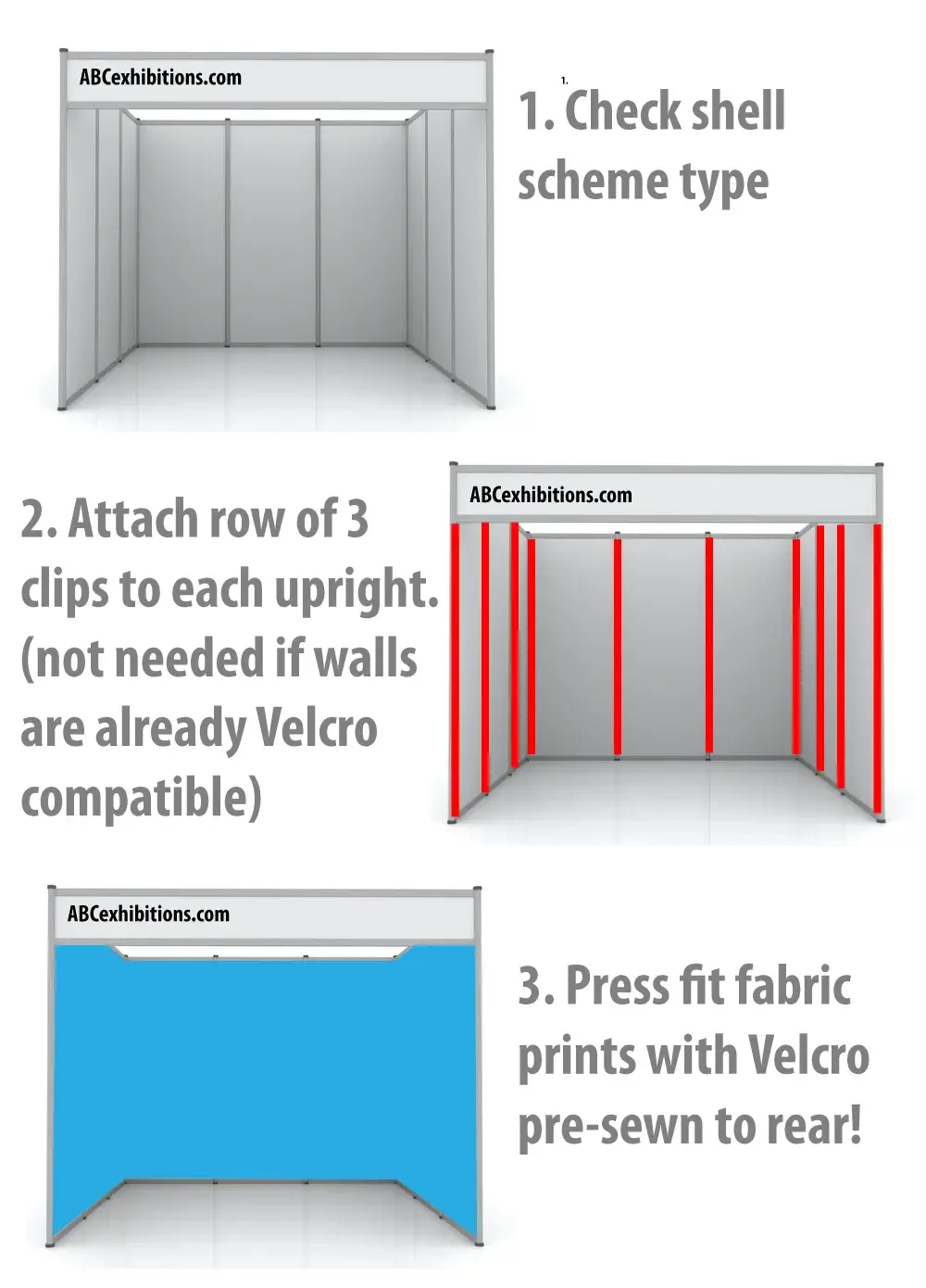 Shell Scheme Graphics For a 3m x 3m Space Hanging Wall Boards