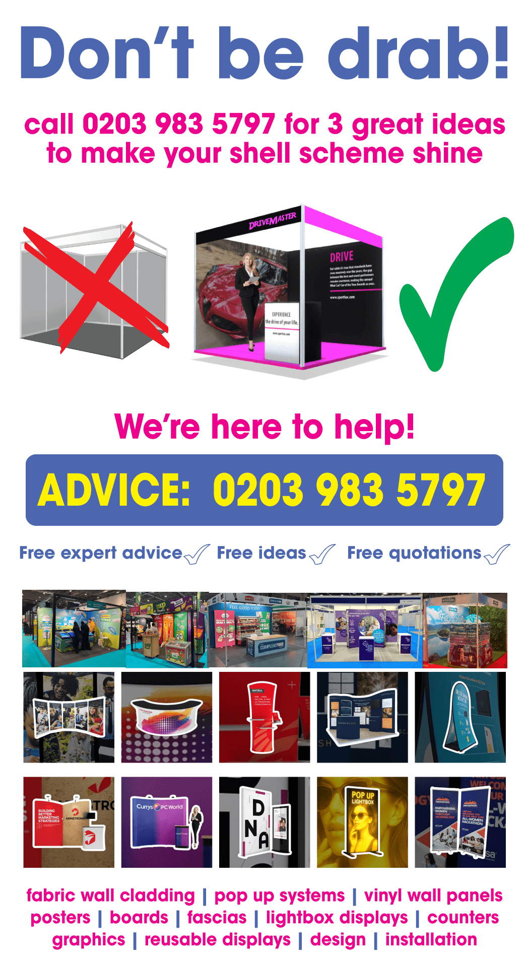 shell scheme exhibition stand display pop up lightbox