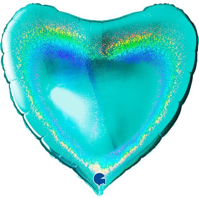 36" Glitter Holographic Tiffany Heart Foil Balloon