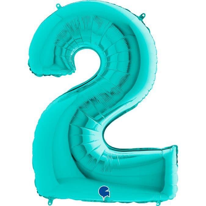 Qualatex 30404 Palloncino Numero 2 In Alluminio – 109 Cm, Colore Argento – Per Feste E Compleanni