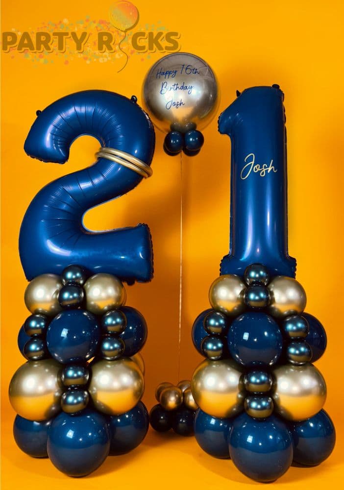 Deluxe Birthday Double-Number Balloon Stacks And Colour Bubble Balloon ...