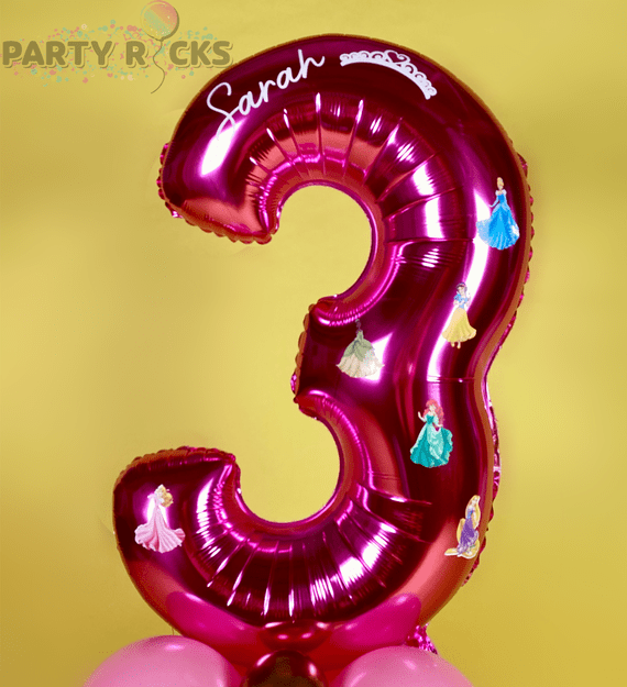 Disney Princess Birthday Number Balloon Stack