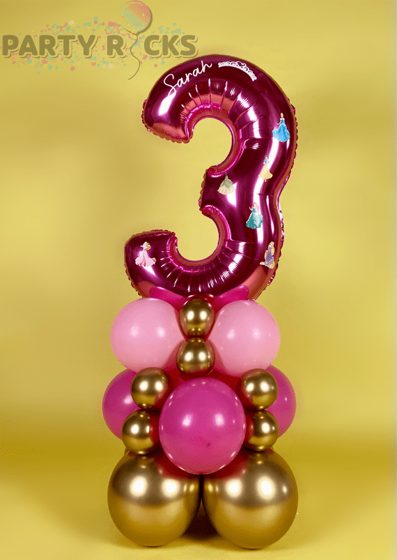 Disney Princess Birthday Number Balloon Stack