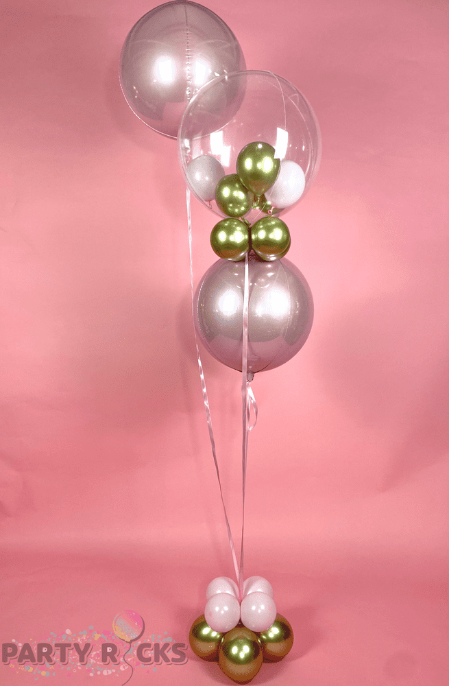 Pink and Gold Communion Bubble and Orbz Balloon Bouquet