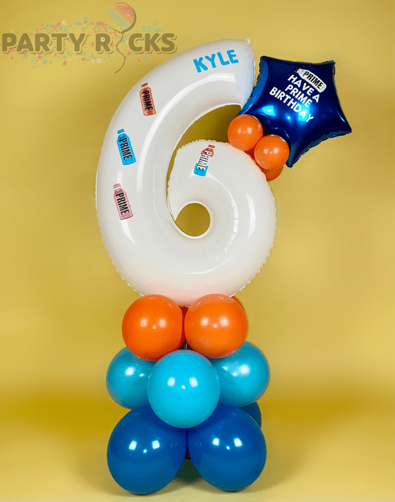 Prime Hydration Birthday Balloon Stack - Blue/Orange