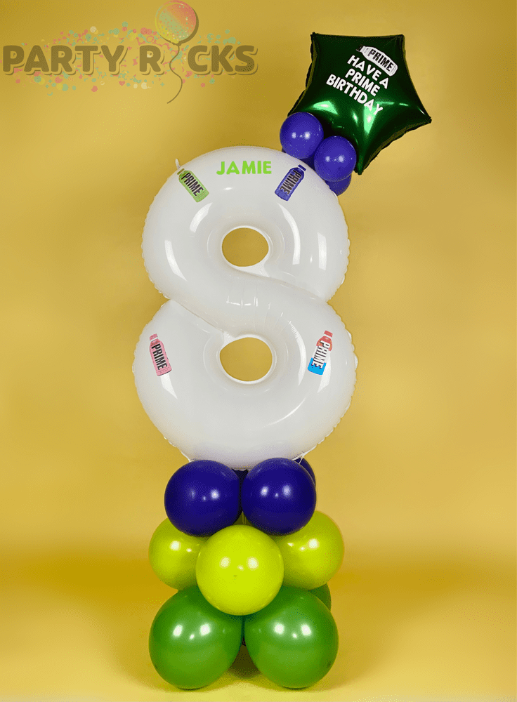 Prime Hydration Birthday Balloon Stack - Purple/Green