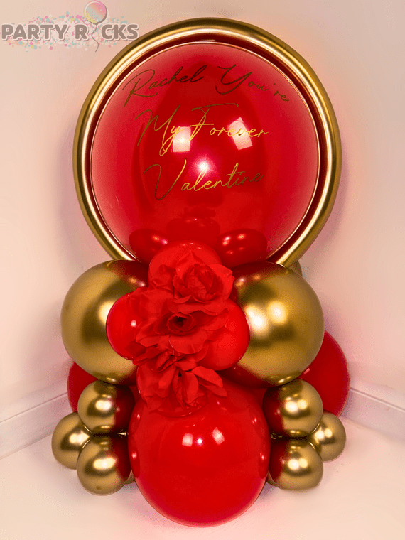 Valentine s Day Red Bubble Floral Balloon Stack