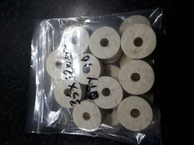 Cymbal felts 35mm x 12mm White Wool Finish pack of 100 free postage