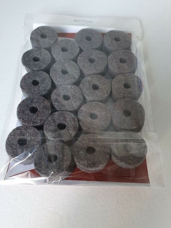 Cymbal felts 35mm x 15mm Grey Charcoal Finish pack of 100 - Free postage