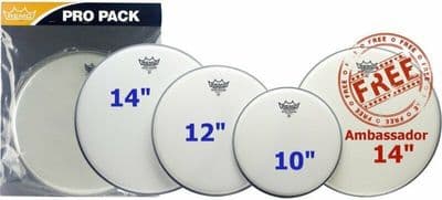 Remo Emperor Coated Fusion Value PackPP-1020BE free 14in Ambassador Fusion101214