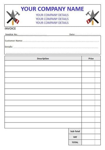 Builders NCR Invoice Pads, 2 Column Lined + VAT
