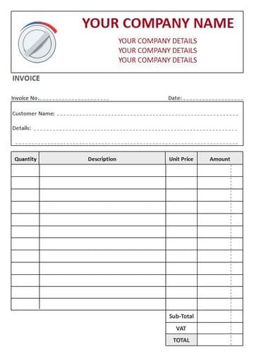 Central Heating Engineers NCR Invoice Pads, 4 Column Lined + VAT