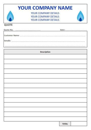 Central Heating Engineers NCR Quote Pads, 1 Column Lined