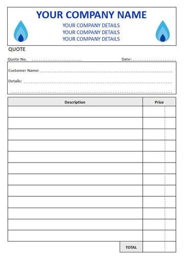 Central Heating Engineers NCR Quote Pads, 2 Column Lined