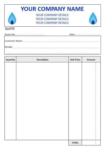 Central Heating Engineers NCR Quote Pads, 4 Column